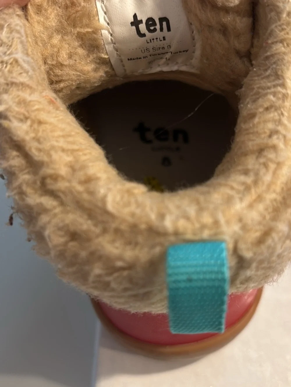 Kids Red Faux-Fur Lined Winter Boots with Hook-and-Loop Straps